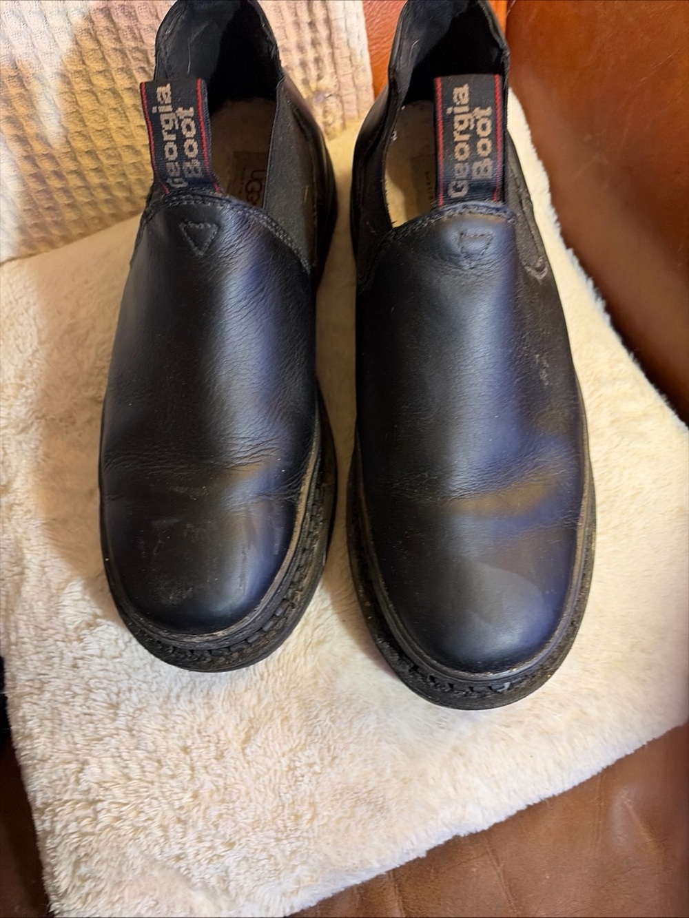 Georgia Boot Black Slip-On Work Loafers